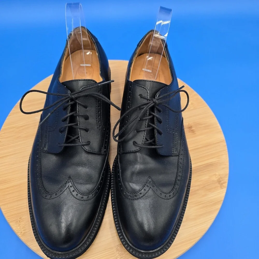 ROCKPORT MENS SHOES 8.5W WINGTIP BLACK LEATHER‎ GUNBOAT OXFORD APM11041 EUC